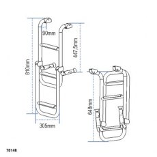 Foldable Ladder, 1+2 steps, Inox 316, 90deg, L810xW280mm Foldable Ladder, 1+2 steps, Inox 316, 90deg, L810xW280mm