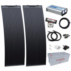 Photonic Universe 1.5kW complete dual battery van conversion kit with 2 x 150W black narrow semi-fle Photonic Universe 1.5kW complete dual battery van conversion kit with 2 x 150W black narrow semi-fle