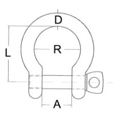 D Shackle - Bow  A4 Stainless Steel D Shackle - Bow  A4 Stainless Steel