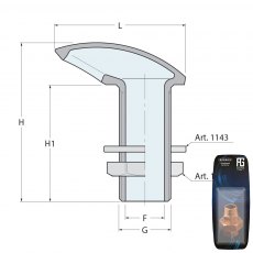 Guidi chrome Brass Scupperarrow 1In1/4