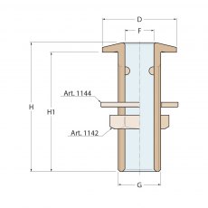 Guidi Brass Thru-Hull in Export in Series 1/2 in x 61 mm