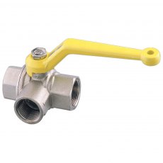 Guidi Nickel Plated Brass 3 Way Diverter Valve in T in Flow - F-F-F - 1/4 in