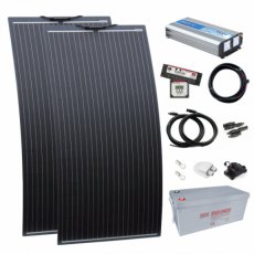 Photonic Universe 3kW complete dual battery van conversion kit with 2 x 160W black semi-flexible sol Photonic Universe 3kW complete dual battery van conversion kit with 2 x 160W black semi-flexible sol