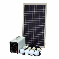 Photonic Universe 25W Off-Grid Solar Lighting System with 4 LED Lights, Solar Panel and Battery Photonic Universe 25W Off-Grid Solar Lighting System with 4 LED Lights, Solar Panel and Battery