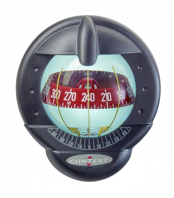 Plastimo Contest 101 Compass-10-25 Degree Tilted Bulkhead-Black (Red Card)