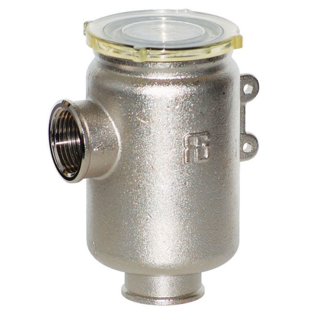 Guidi Guidi Nickel Plated Brass Water Strainer in Tirreno in with See-Thru Cover 3/8 in